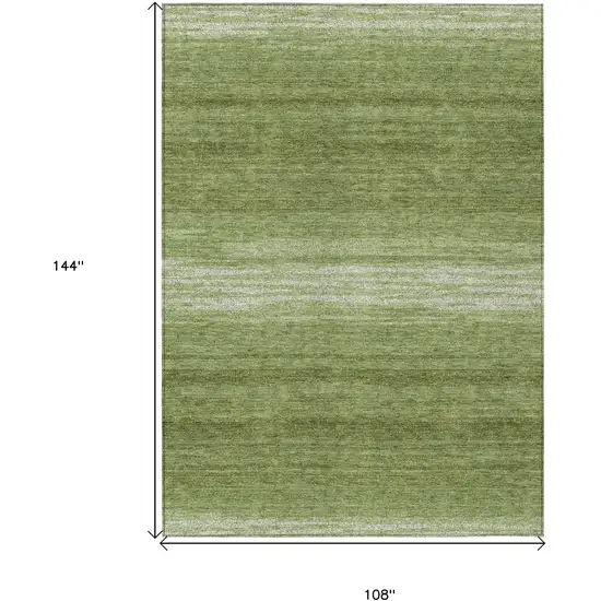 Green And Ivory Striped Washable Indoor Outdoor Area Rug Photo 3