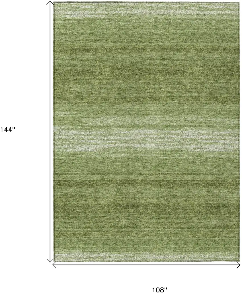 Green And Ivory Striped Washable Indoor Outdoor Area Rug Photo 3