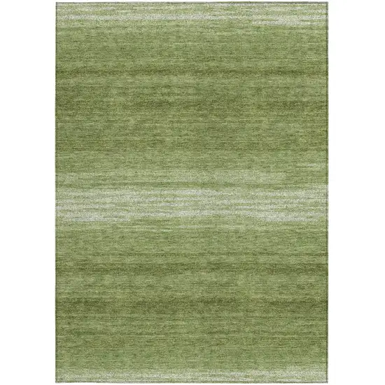 Green And Ivory Striped Washable Indoor Outdoor Area Rug Photo 7