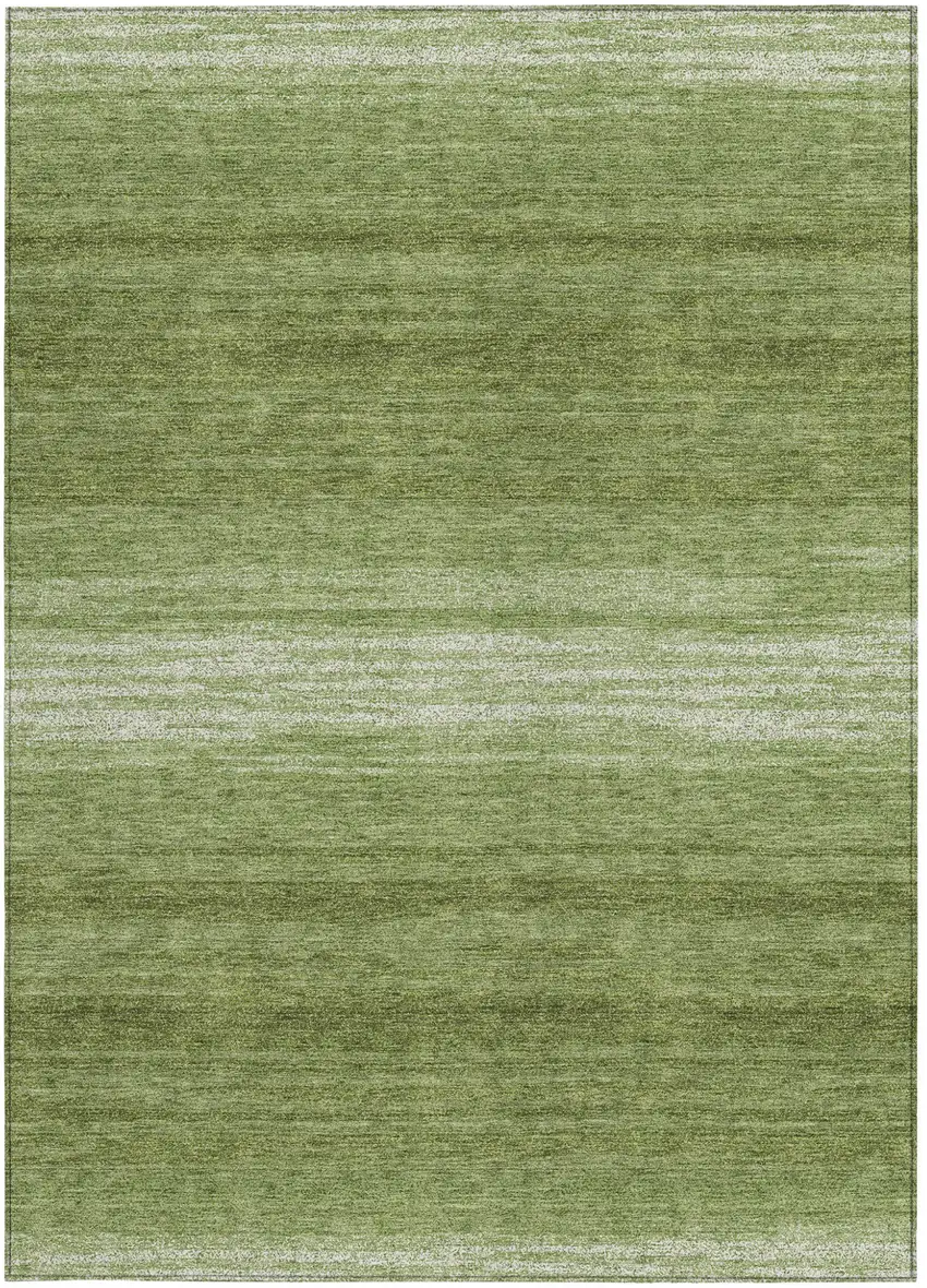 Green And Ivory Striped Washable Indoor Outdoor Area Rug Photo 7