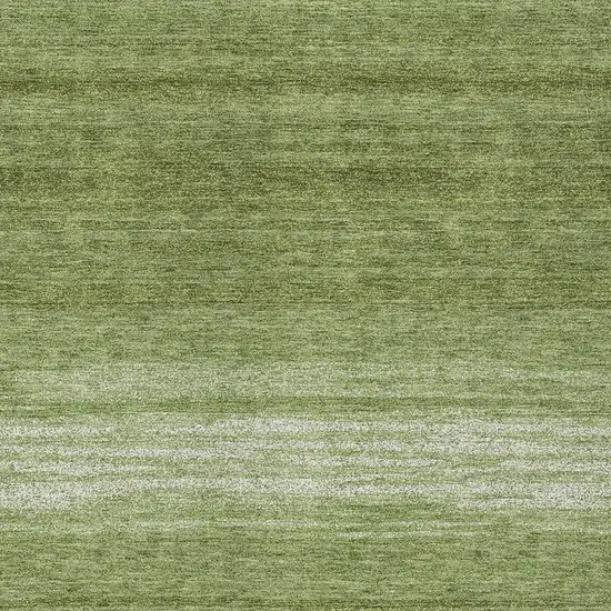 Green And Ivory Striped Washable Indoor Outdoor Area Rug Photo 6