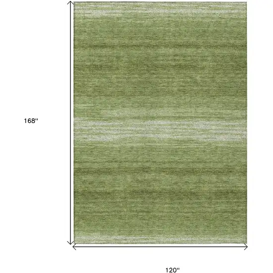 Green And Ivory Striped Washable Indoor Outdoor Area Rug Photo 3