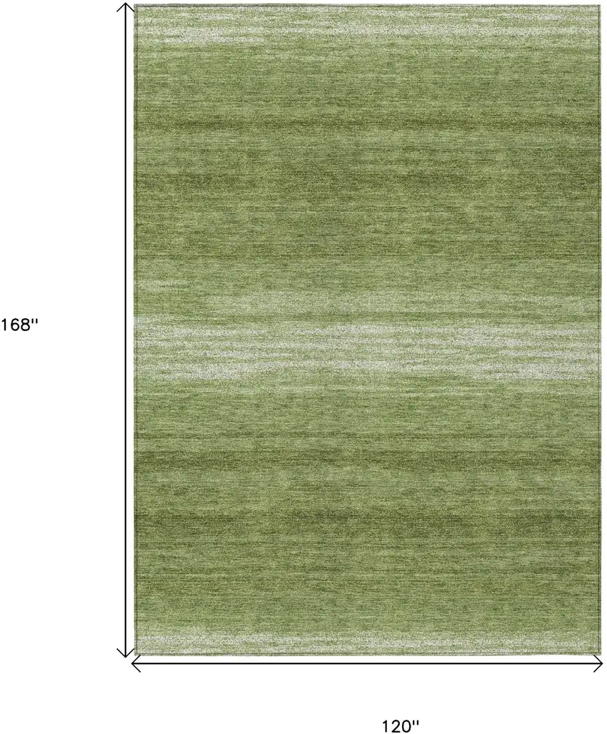 Green And Ivory Striped Washable Indoor Outdoor Area Rug Photo 3