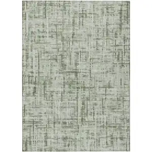 Photo of Green And Ivory Striped Washable Indoor Outdoor Area Rug