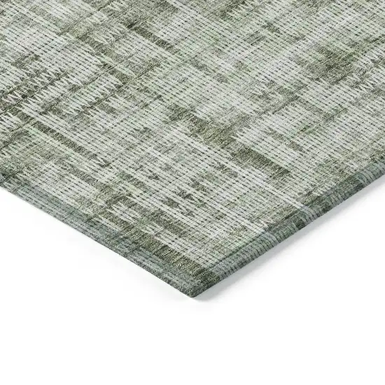 Green And Ivory Striped Washable Indoor Outdoor Area Rug Photo 9