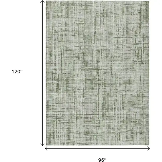 Green And Ivory Striped Washable Indoor Outdoor Area Rug Photo 3