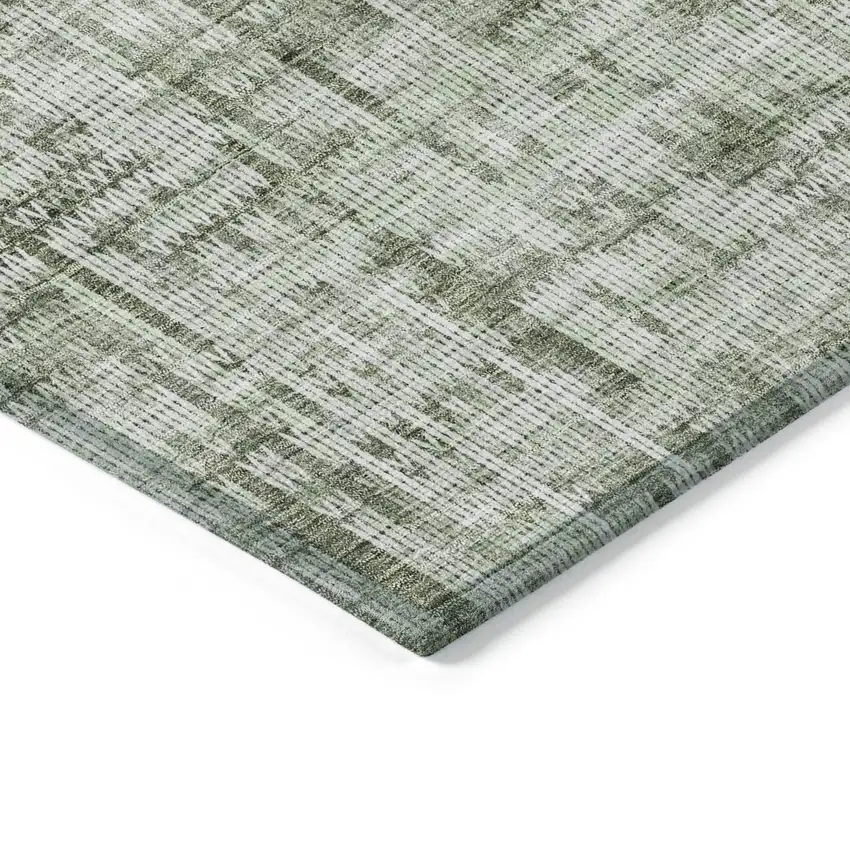 Green And Ivory Striped Washable Indoor Outdoor Area Rug Photo 9