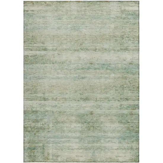 Green And Ivory Striped Washable Indoor Outdoor Area Rug Photo 3
