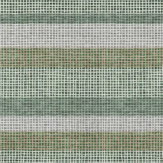 Green And Ivory Striped Washable Indoor Outdoor Area Rug Photo 3
