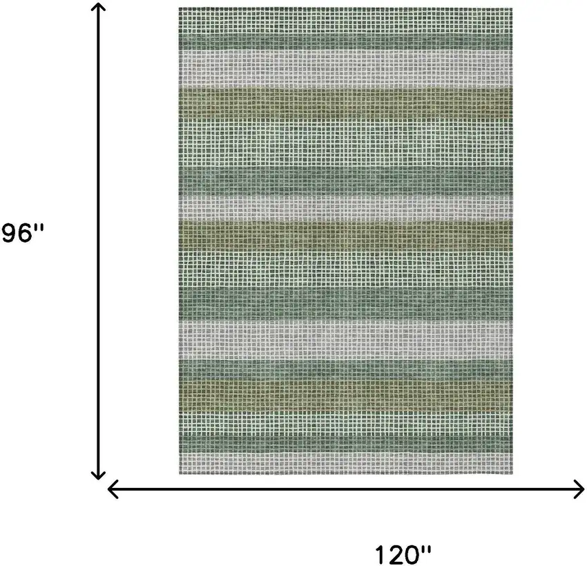 Green And Ivory Striped Washable Indoor Outdoor Area Rug Photo 7