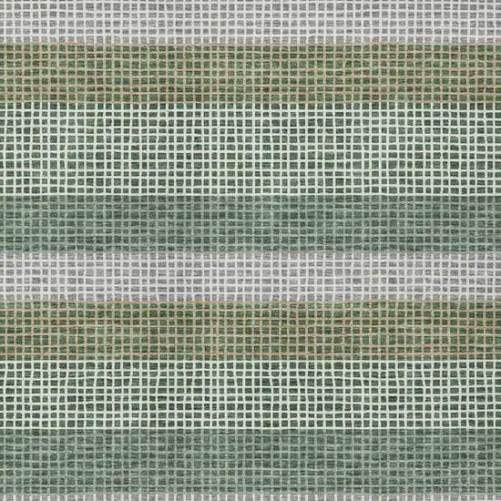 Green And Ivory Striped Washable Indoor Outdoor Area Rug Photo 3