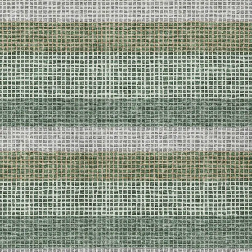 Green And Ivory Striped Washable Indoor Outdoor Area Rug Photo 3