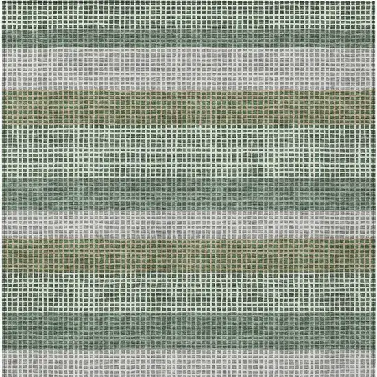 Green And Ivory Striped Washable Indoor Outdoor Area Rug Photo 4