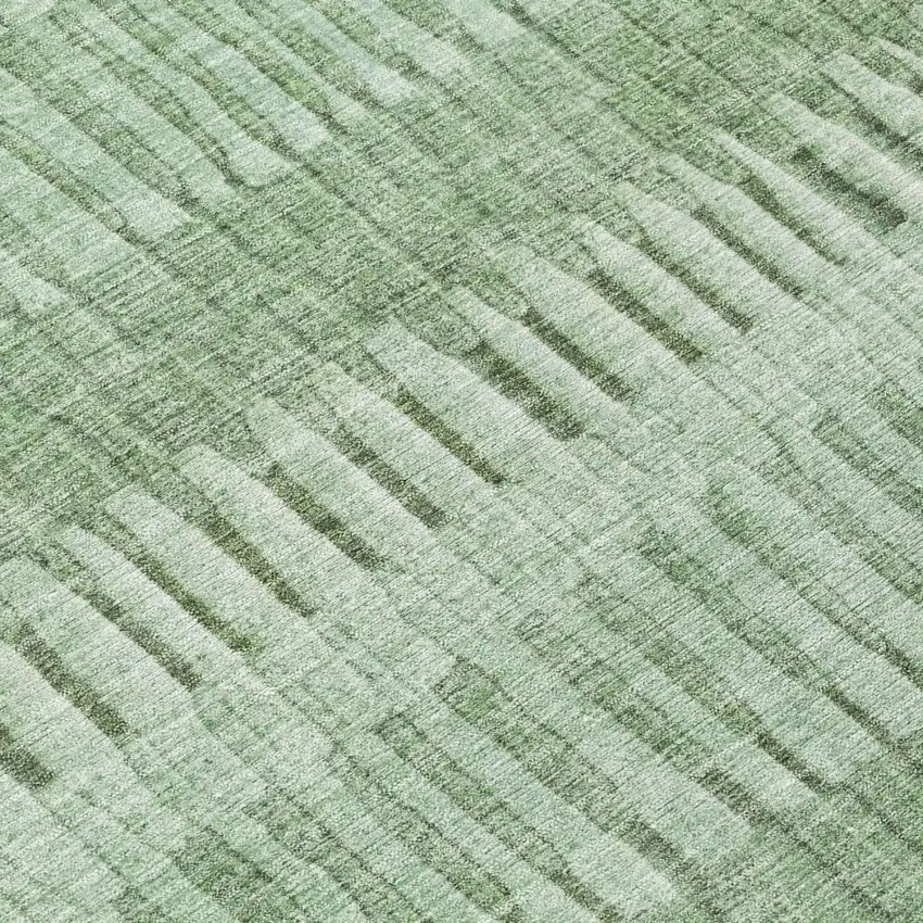Green And Ivory Striped Washable Indoor Outdoor Area Rug Photo 4