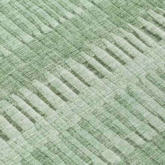 Green And Ivory Striped Washable Indoor Outdoor Area Rug Photo 4