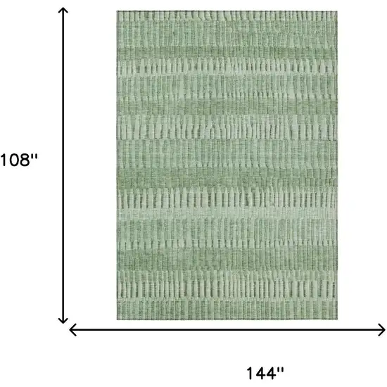 Green And Ivory Striped Washable Indoor Outdoor Area Rug Photo 5
