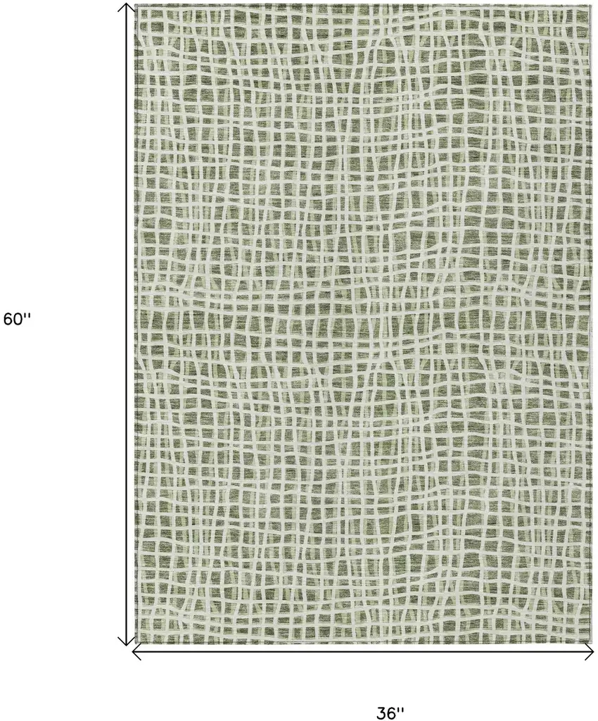 Green And Ivory Striped Washable Indoor Outdoor Area Rug Photo 8