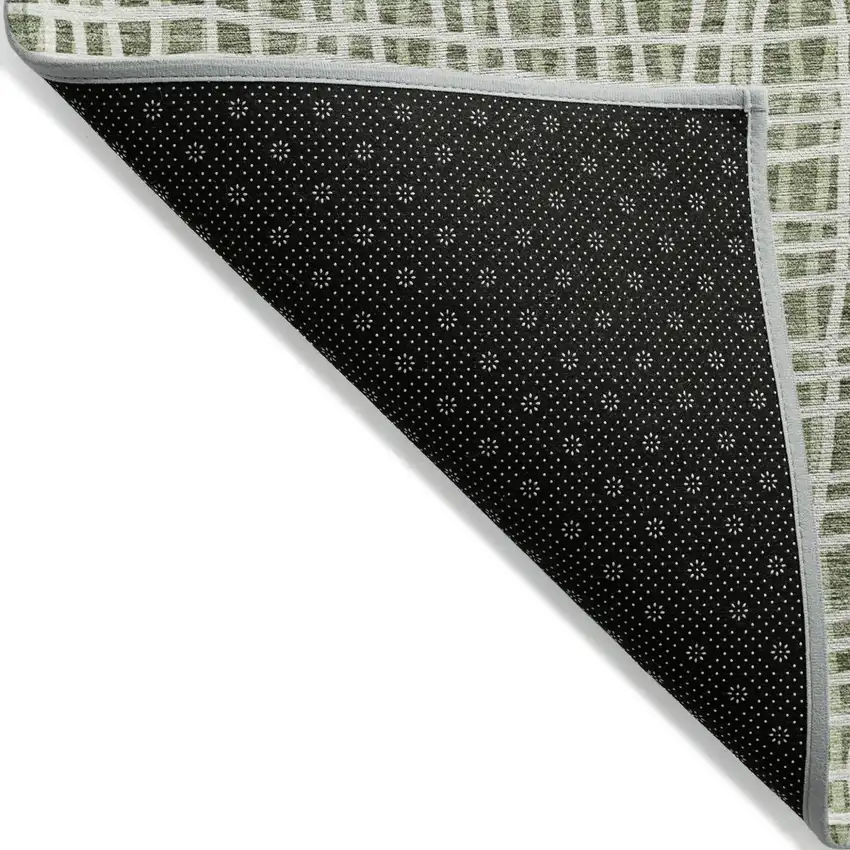 Green And Ivory Striped Washable Indoor Outdoor Area Rug Photo 4