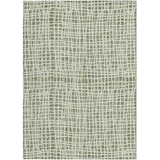 Green And Ivory Striped Washable Indoor Outdoor Area Rug Photo 5