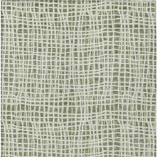 Green And Ivory Striped Washable Indoor Outdoor Area Rug Photo 4