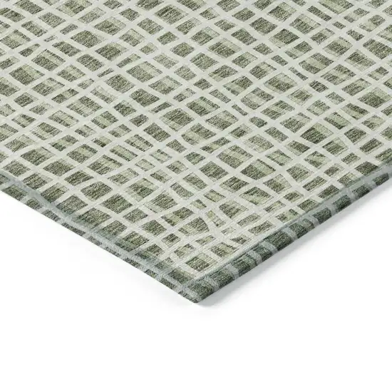 Green And Ivory Striped Washable Indoor Outdoor Area Rug Photo 3