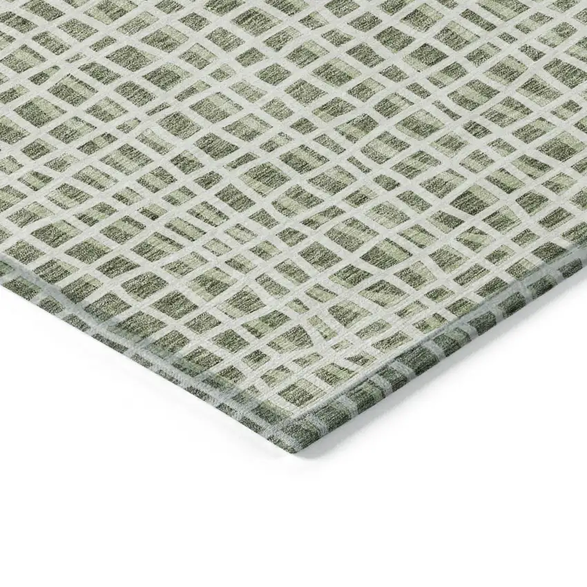 Green And Ivory Striped Washable Indoor Outdoor Area Rug Photo 3