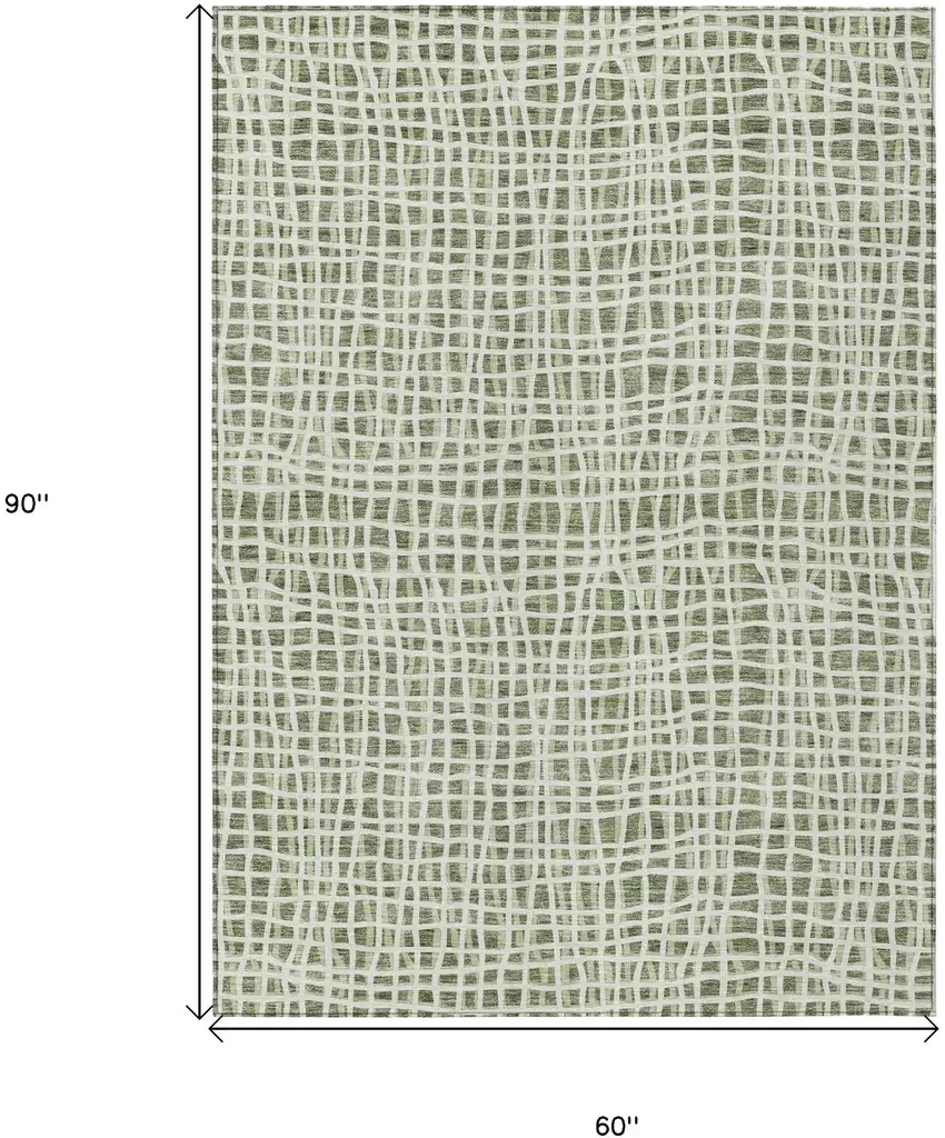 Green And Ivory Striped Washable Indoor Outdoor Area Rug Photo 9
