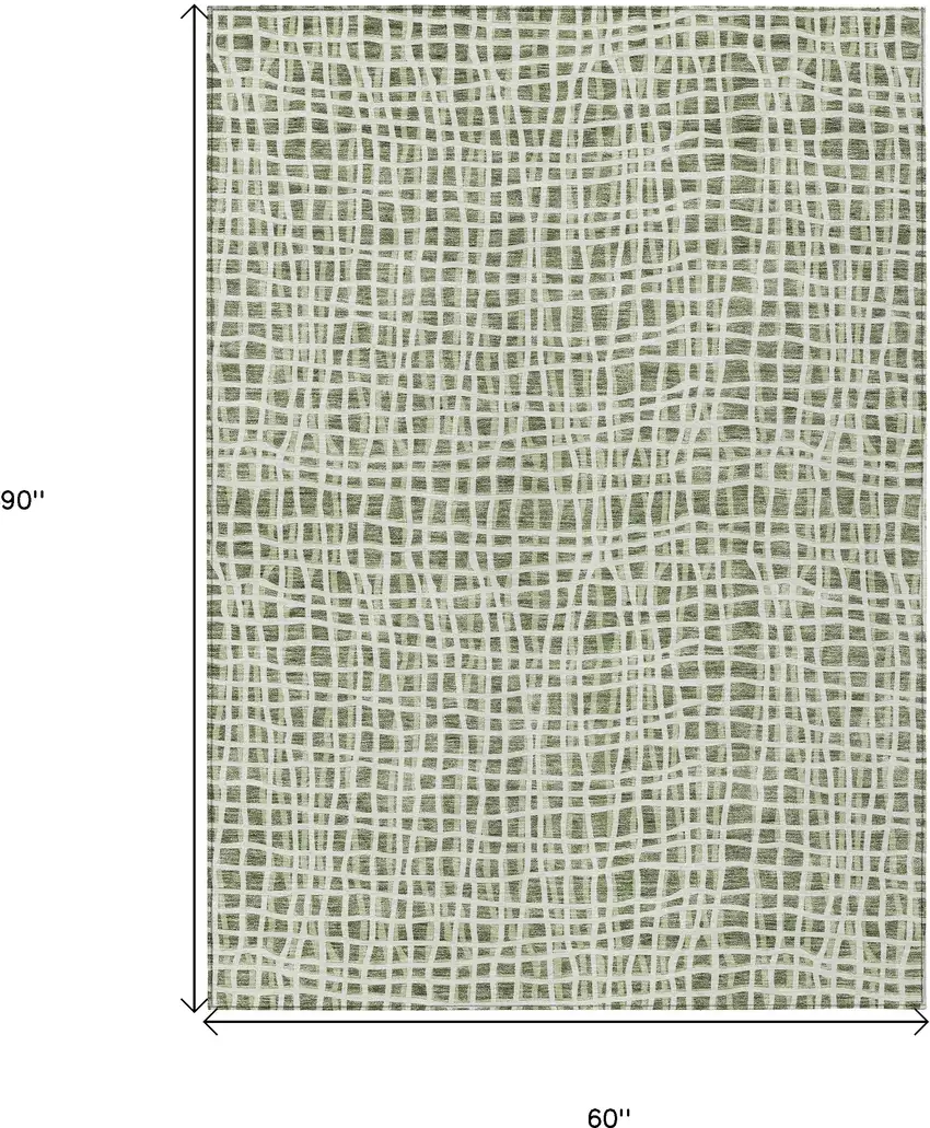 Green And Ivory Striped Washable Indoor Outdoor Area Rug Photo 9