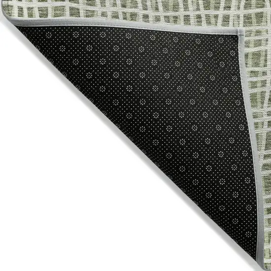 Green And Ivory Striped Washable Indoor Outdoor Area Rug Photo 2