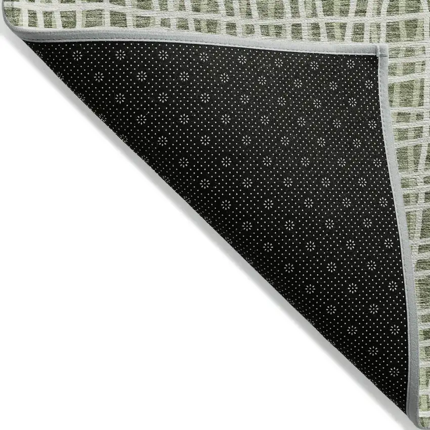 Green And Ivory Striped Washable Indoor Outdoor Area Rug Photo 2