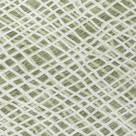 Green And Ivory Striped Washable Indoor Outdoor Area Rug Photo 6