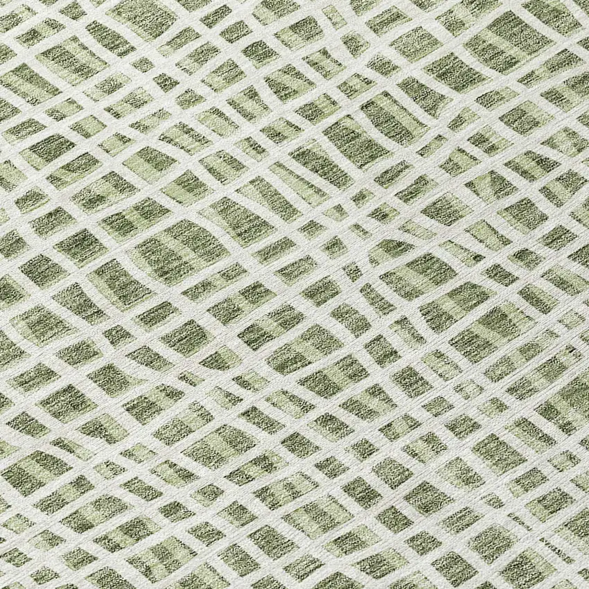 Green And Ivory Striped Washable Indoor Outdoor Area Rug Photo 6