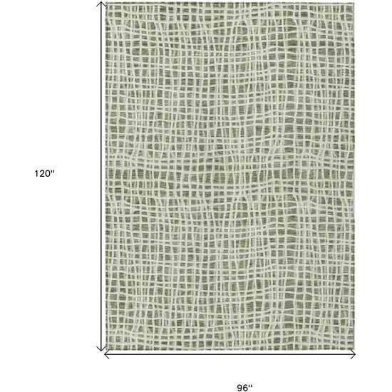 Green And Ivory Striped Washable Indoor Outdoor Area Rug Photo 7