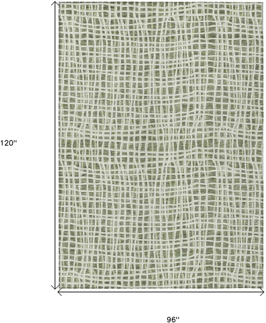Green And Ivory Striped Washable Indoor Outdoor Area Rug Photo 7