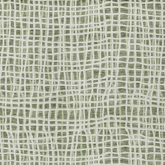 Green And Ivory Striped Washable Indoor Outdoor Area Rug Photo 4