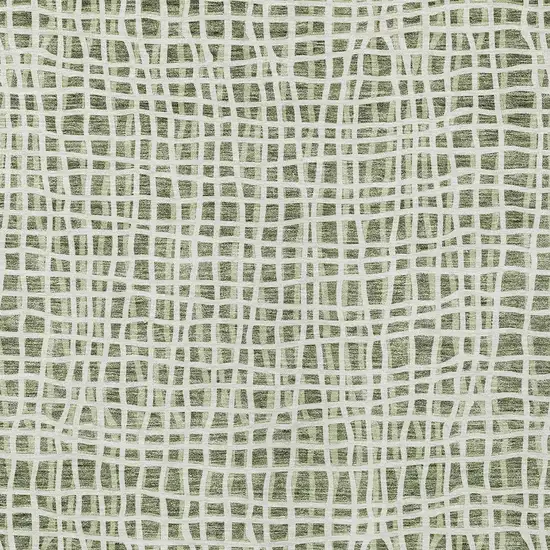 Green And Ivory Striped Washable Indoor Outdoor Area Rug Photo 5