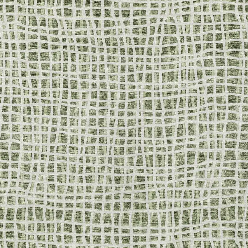 Green And Ivory Striped Washable Indoor Outdoor Area Rug Photo 5