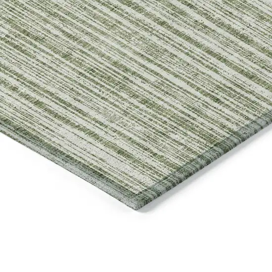 Green And Ivory Striped Washable Indoor Outdoor Area Rug Photo 4