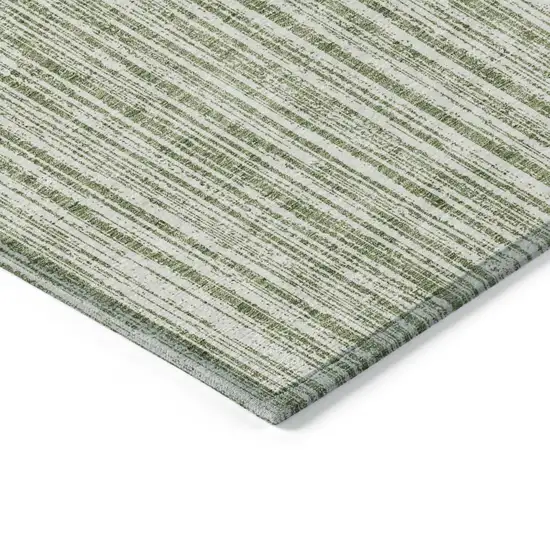 Green And Ivory Striped Washable Indoor Outdoor Area Rug Photo 4