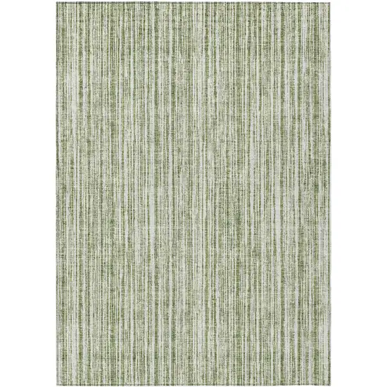 Green And Ivory Striped Washable Indoor Outdoor Area Rug Photo 2