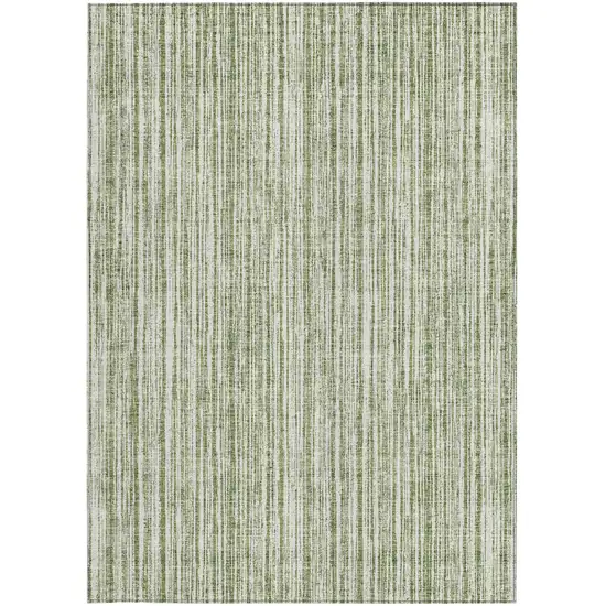 Green And Ivory Striped Washable Indoor Outdoor Area Rug Photo 6
