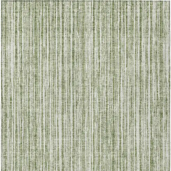 Green And Ivory Striped Washable Indoor Outdoor Area Rug Photo 5