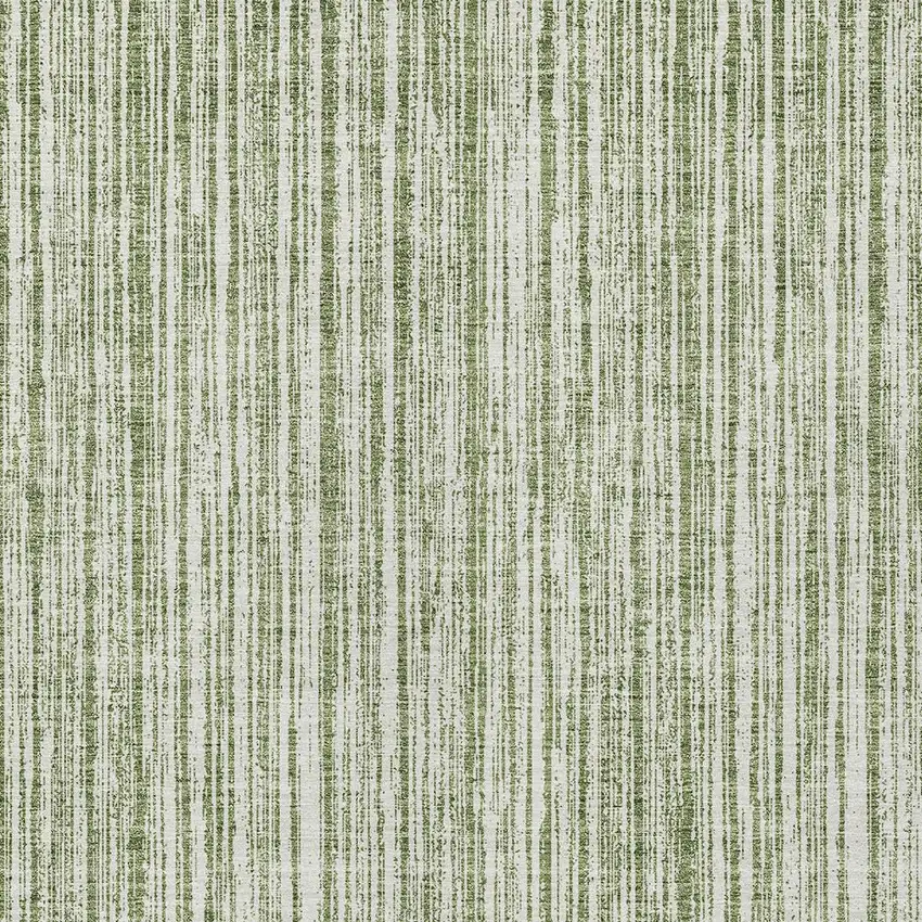 Green And Ivory Striped Washable Indoor Outdoor Area Rug Photo 4