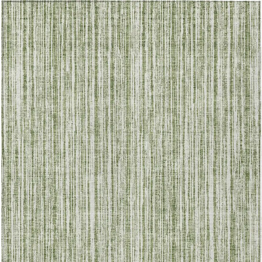 Green And Ivory Striped Washable Indoor Outdoor Area Rug Photo 5