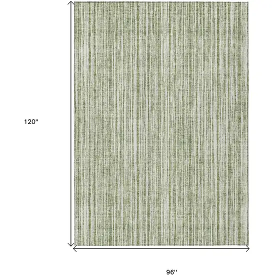 Green And Ivory Striped Washable Indoor Outdoor Area Rug Photo 3