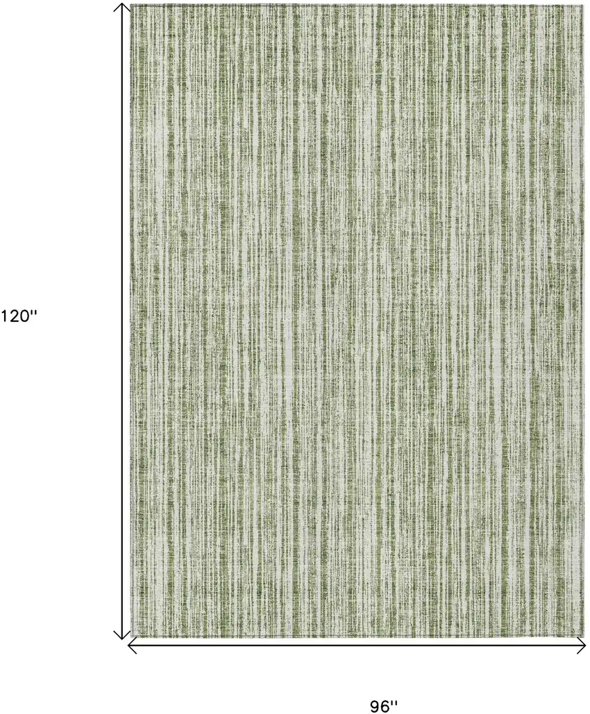 Green And Ivory Striped Washable Indoor Outdoor Area Rug Photo 3