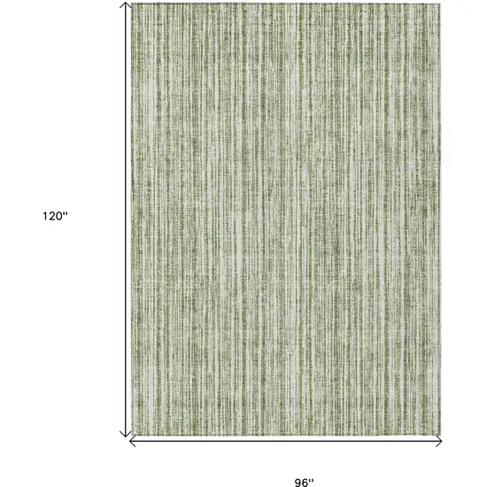 Green And Ivory Striped Washable Indoor Outdoor Area Rug Photo 3