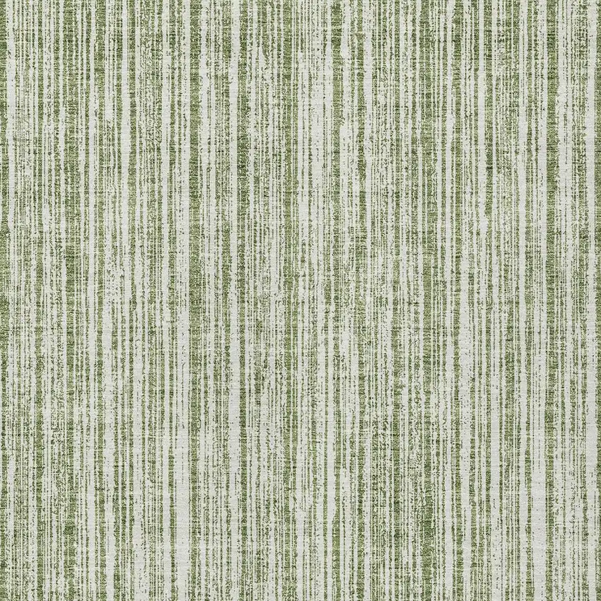 Green And Ivory Striped Washable Indoor Outdoor Area Rug Photo 4