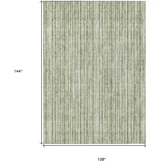 Green And Ivory Striped Washable Indoor Outdoor Area Rug Photo 3