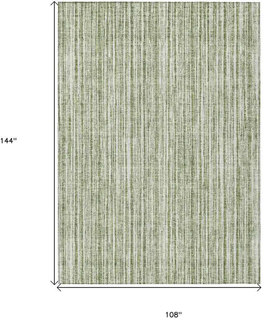 Green And Ivory Striped Washable Indoor Outdoor Area Rug Photo 3
